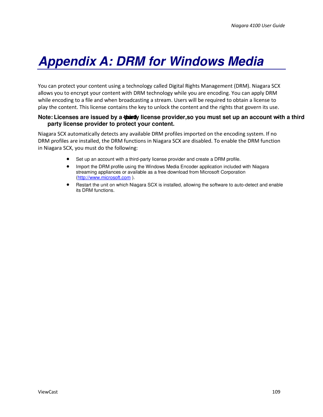 ViewCast 4100 manual Appendix a DRM for Windows Media 