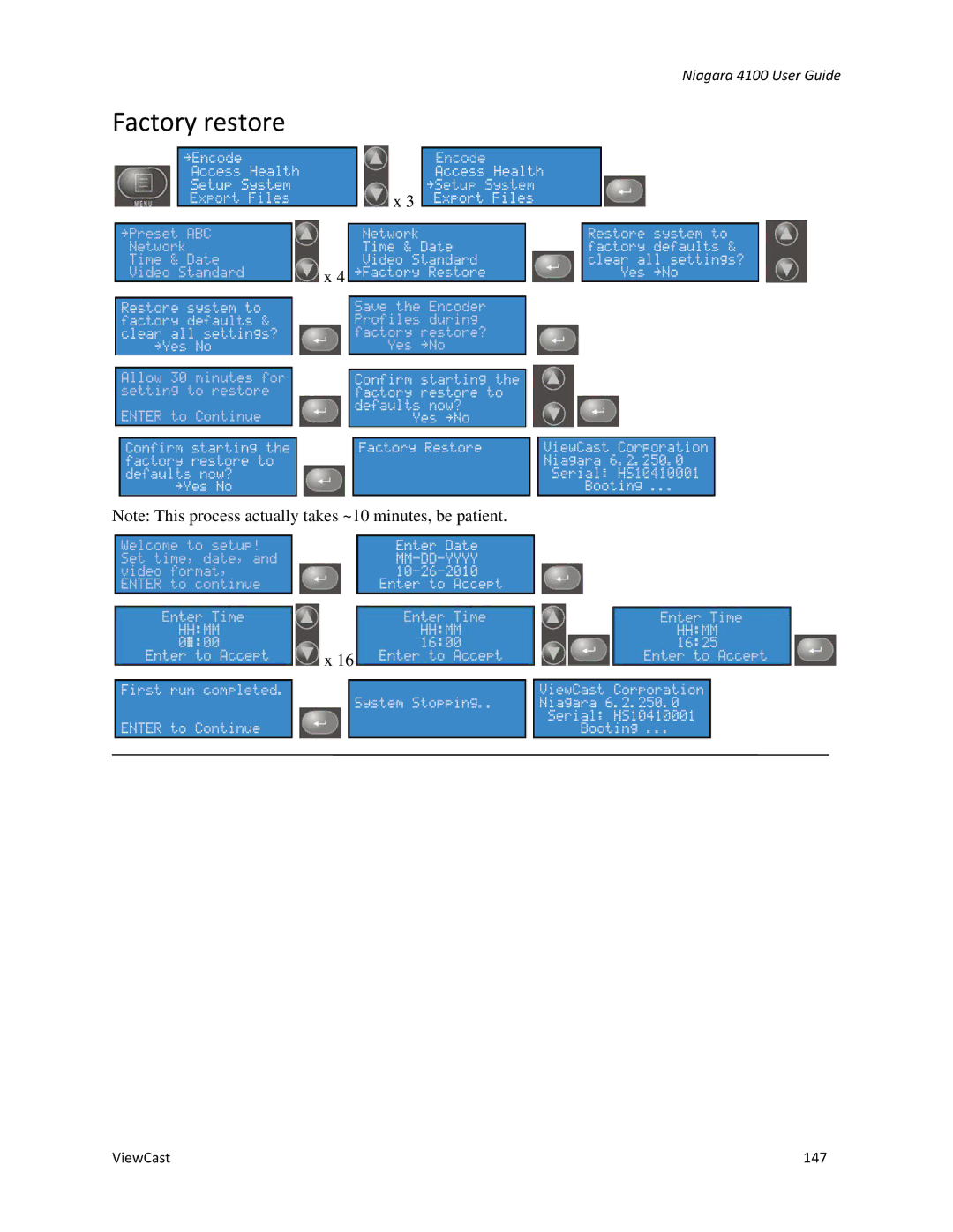 ViewCast 4100 manual Factory restore 