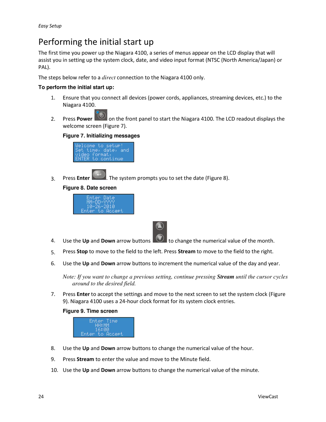 ViewCast 4100 manual Performing the initial start up, Initializing messages 