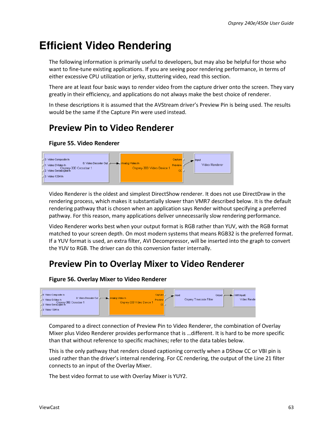 ViewCast Osprey-240e, Osprey-450e manual Efficient Video Rendering, Preview Pin to Video Renderer 