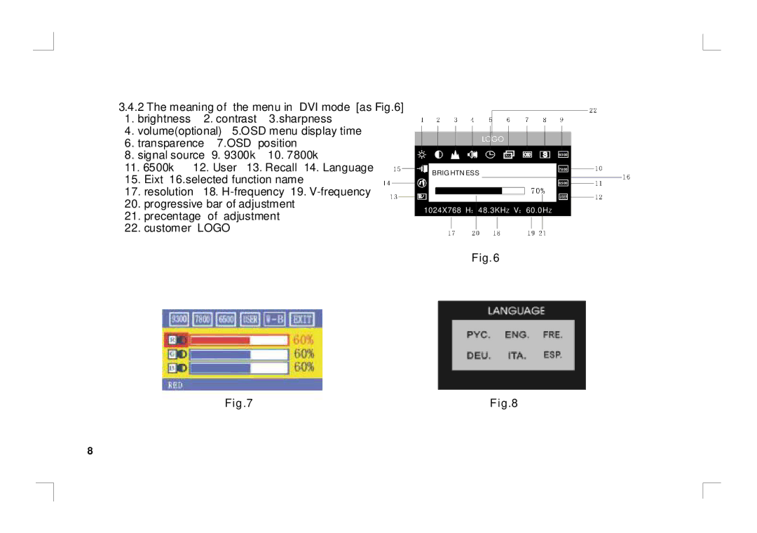 ViewEra V152 user manual Osd 