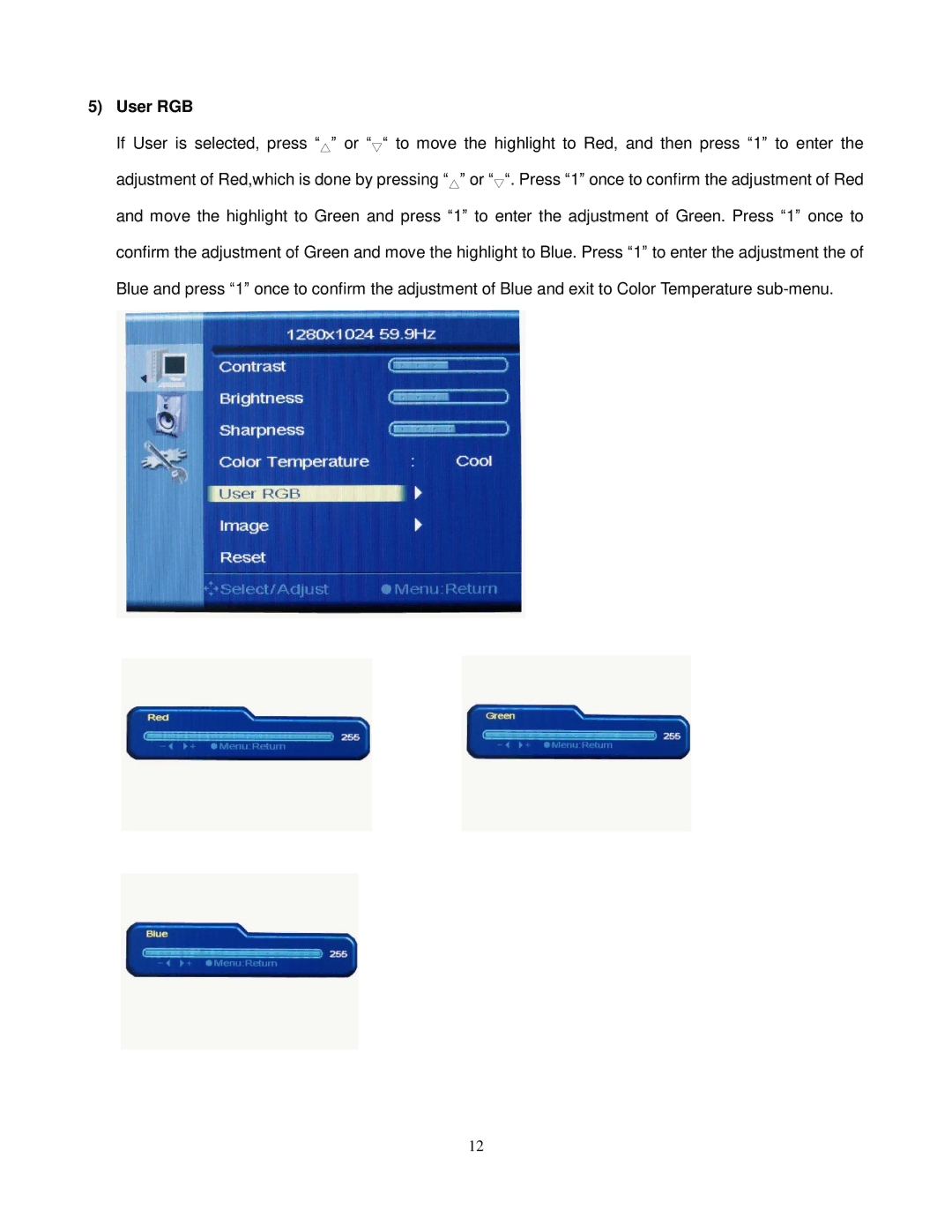 ViewEra V151, V191, V172 user manual User RGB 