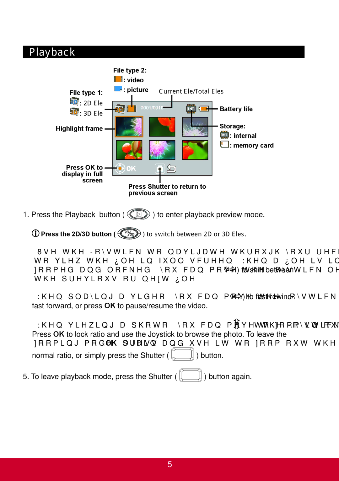 ViewSonic 3DSC5 warranty Playback 