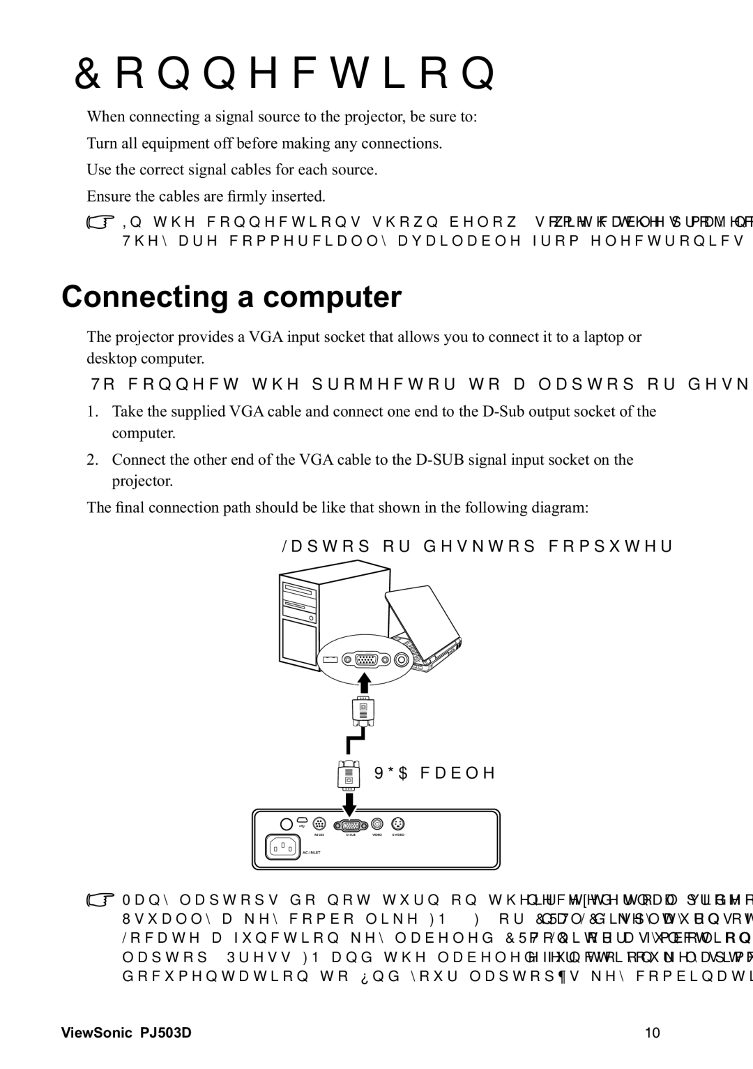 ViewSonic 40PJ503D manual RqqhfwlqjDFrpsxwhu, GhvnwrsFrpsxwhu, Surmhfwru, DswrsRuGhvnwrsFrpsxwhu $Fdeoh 