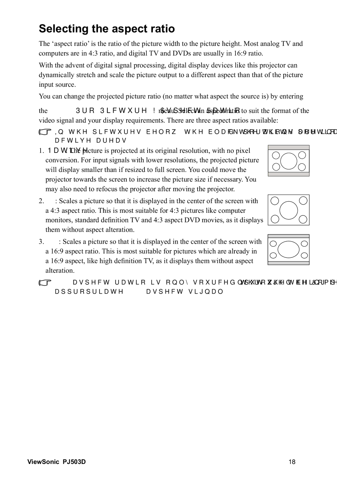 ViewSonic 40PJ503D manual 6HOHFWLQJWKHDVSHFWUDWLR, LqsxwVrxufh, WkhpZlwkrxwDvshfwDowhudwlrq 