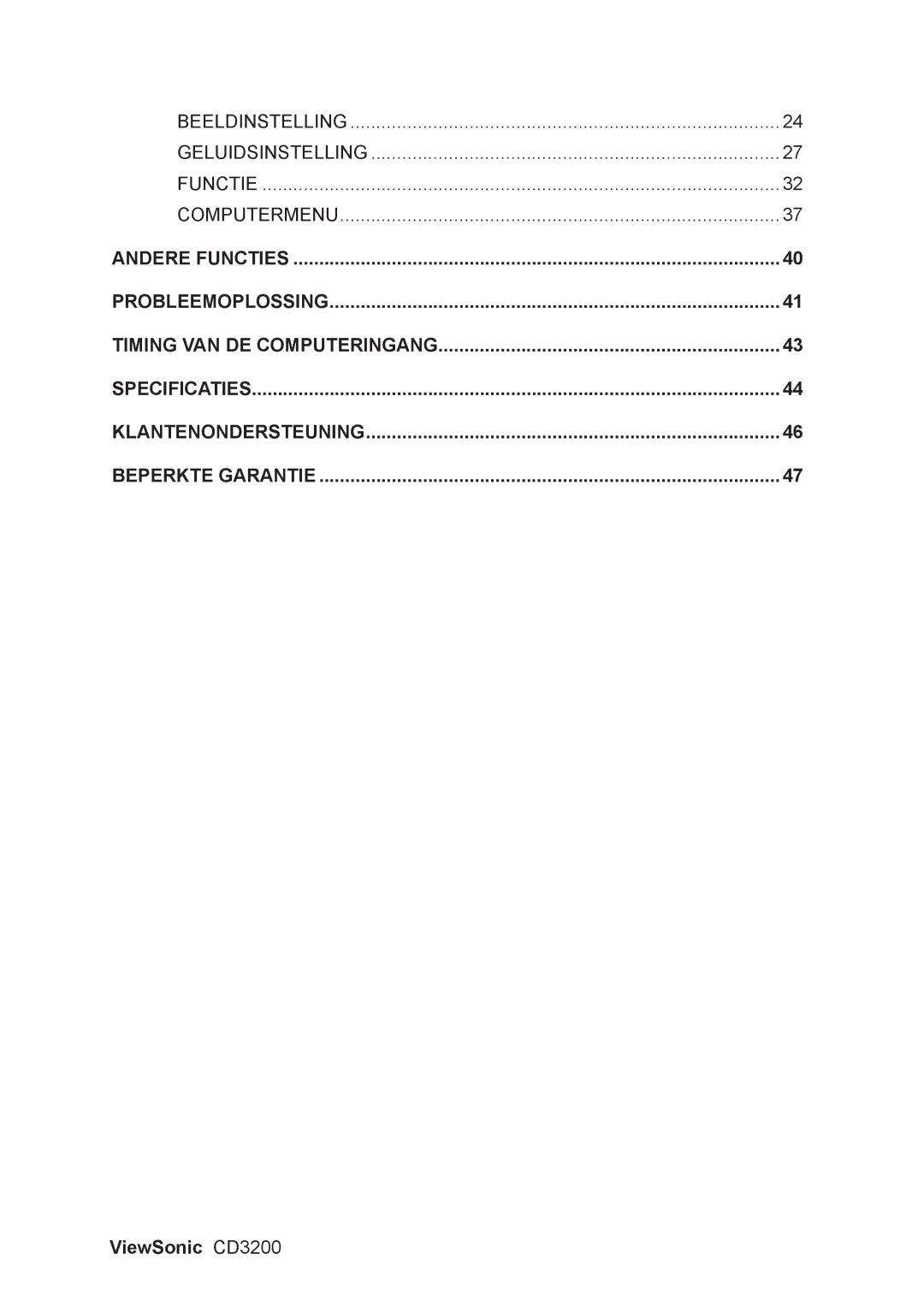 ViewSonic manual Klantenondersteuning Beperkte Garantie ViewSonic CD3200 