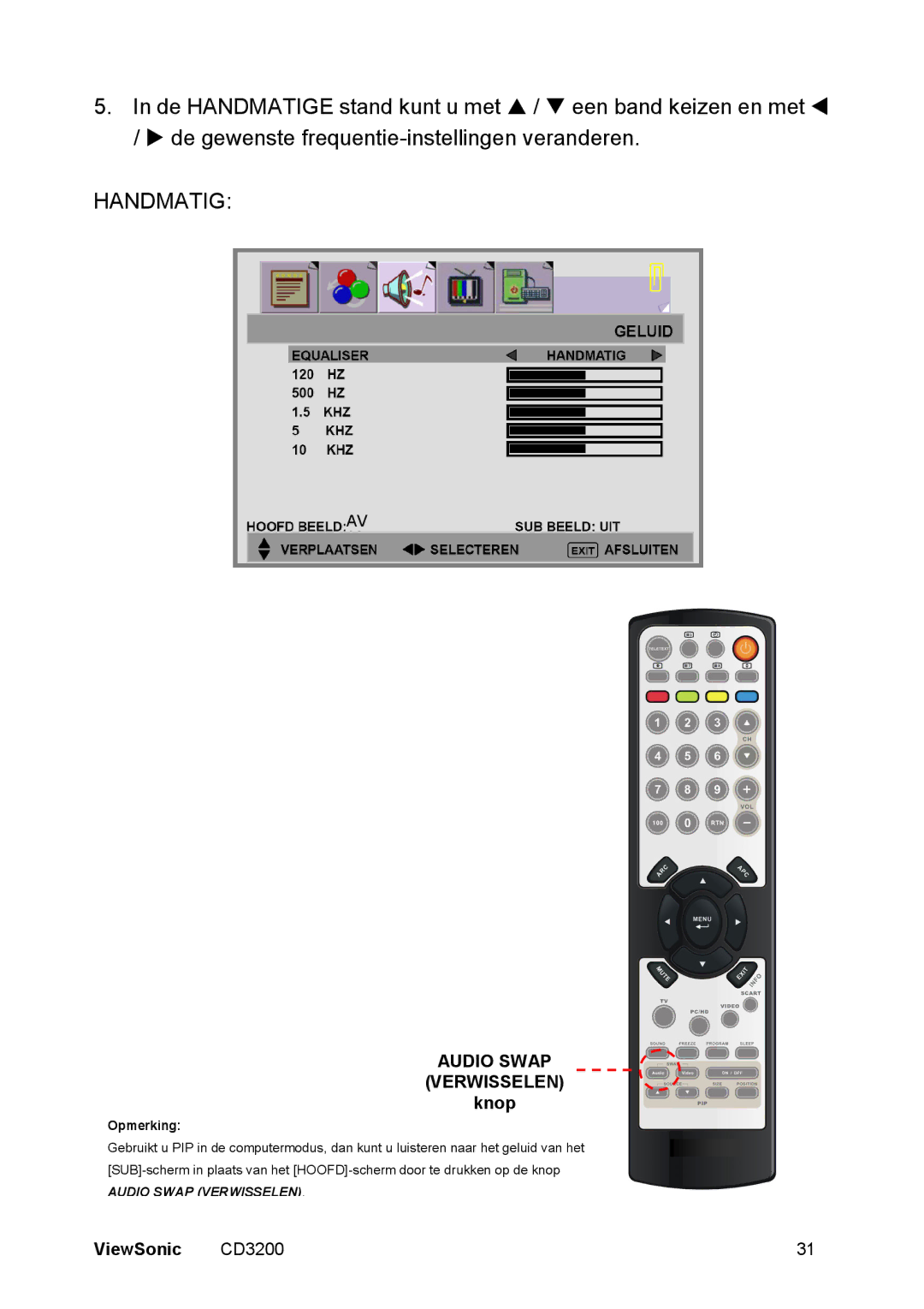 ViewSonic CD3200 manual Handmatig 