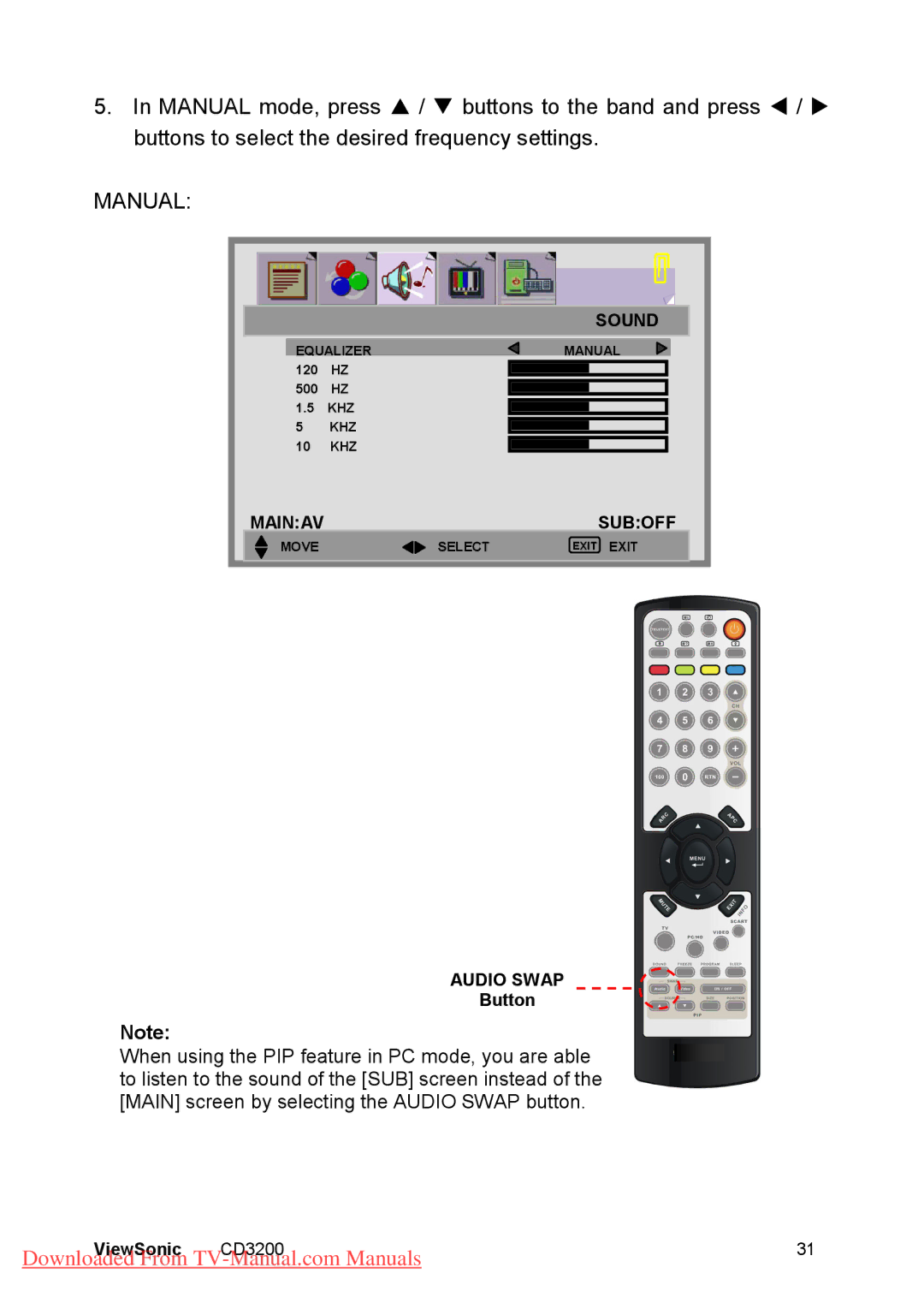 ViewSonic CD3200 manual Manual, Button 