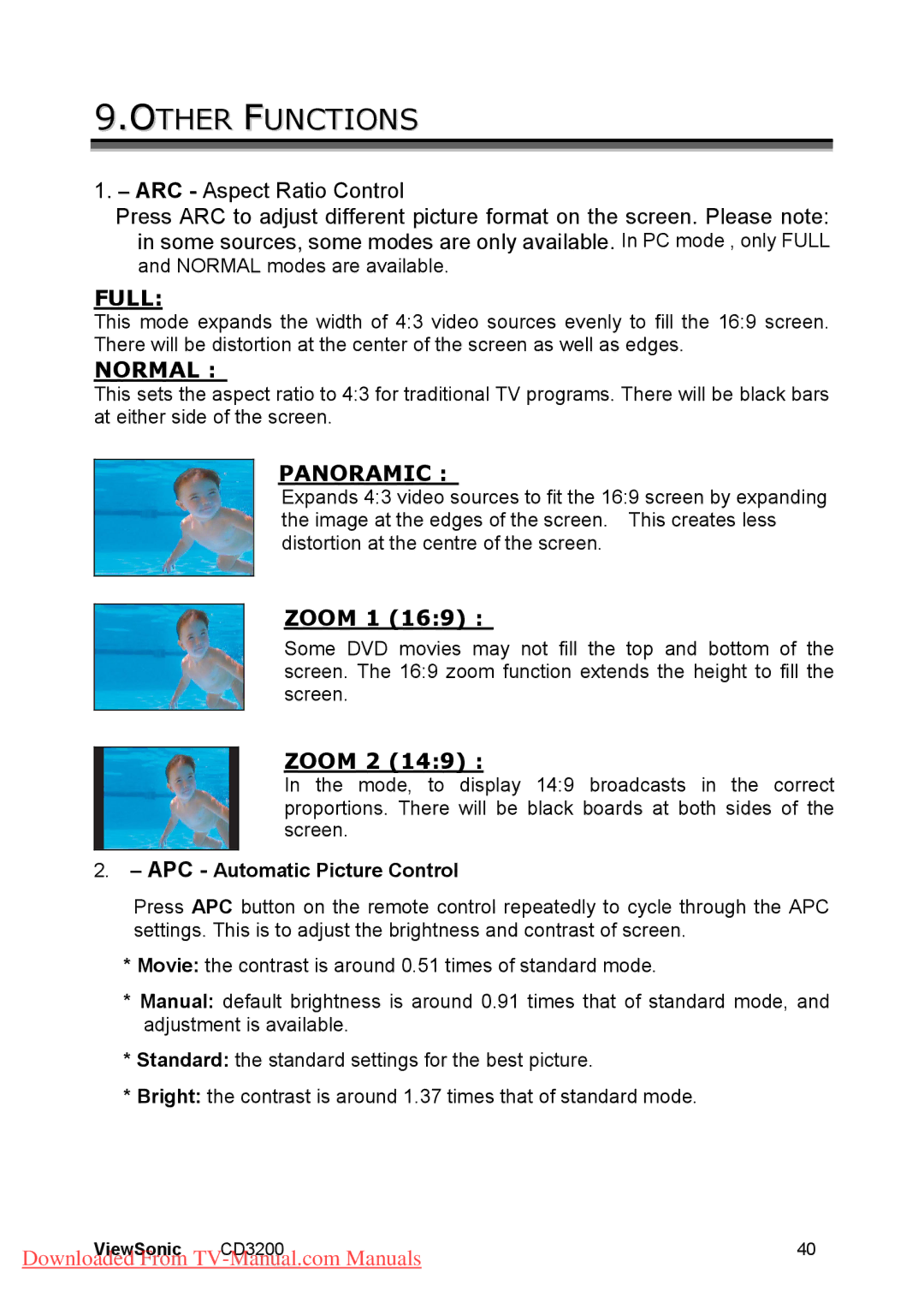 ViewSonic CD3200 manual Other Functions 