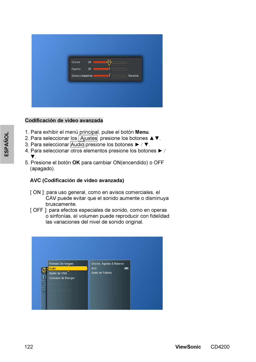 ViewSonic CD4200 manual AVC Codificación de video avanzada 