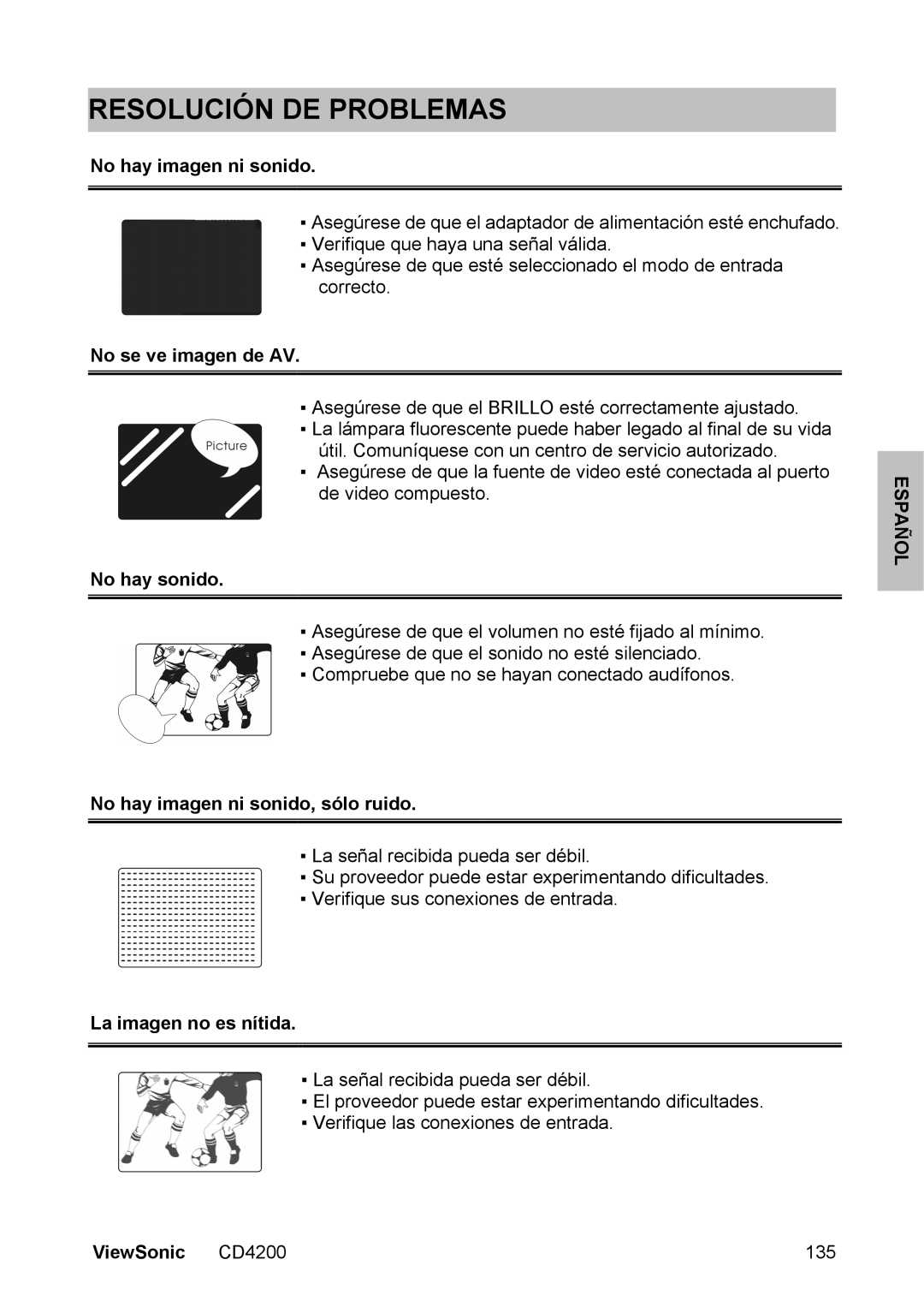 ViewSonic CD4200 manual Resolución DE Problemas 