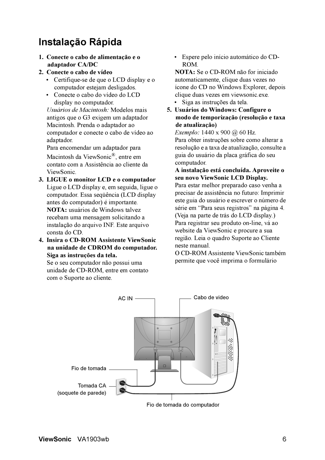 ViewSonic D Display manual Instalação Rápida 