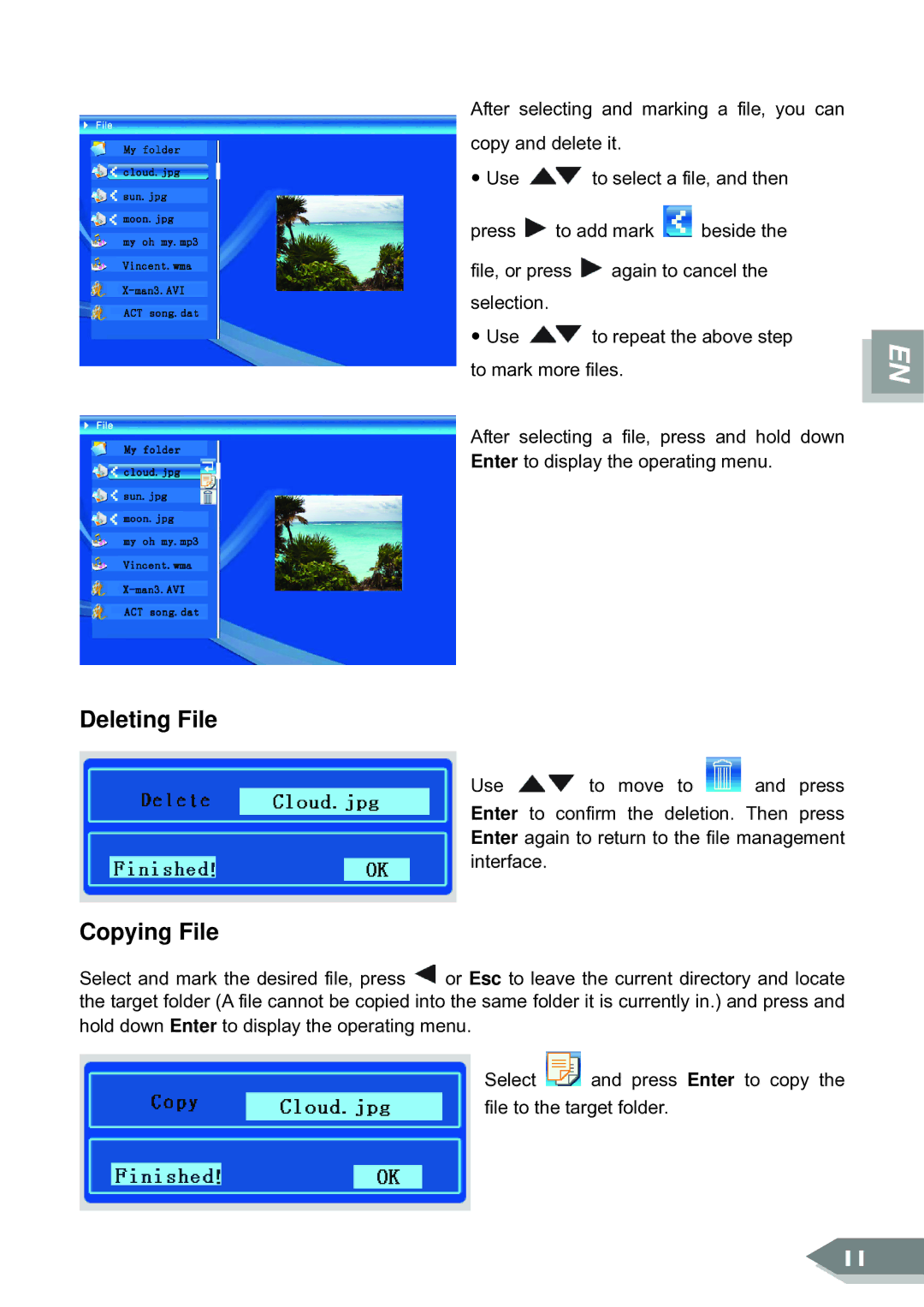 ViewSonic DF88W manual Deleting File 