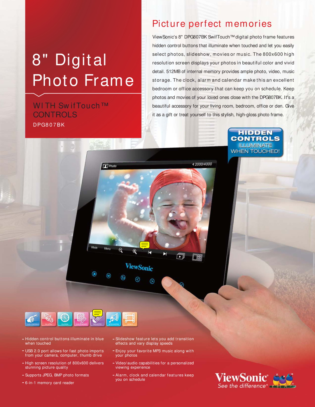 ViewSonic DPG807BK manual Digital Photo Frame, Picture perfect memories 