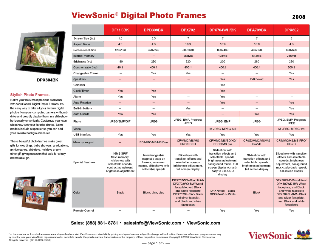 ViewSonic DPX704BK manual DPX804BK, DF11GBK DPD308BK, DPX704WH/BK DPA709BK 