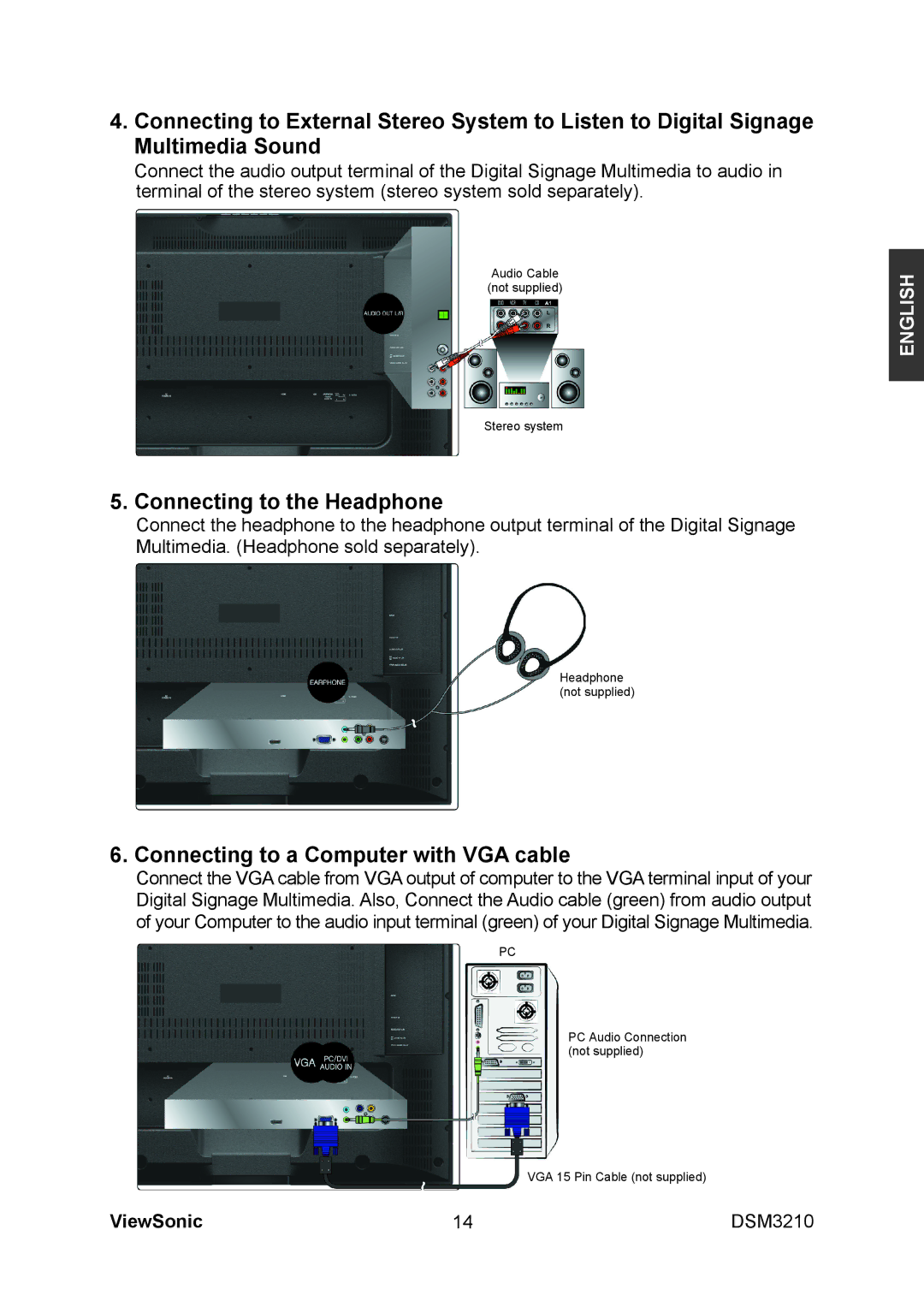 ViewSonic DSM3210 manual Connecting to the Headphone 