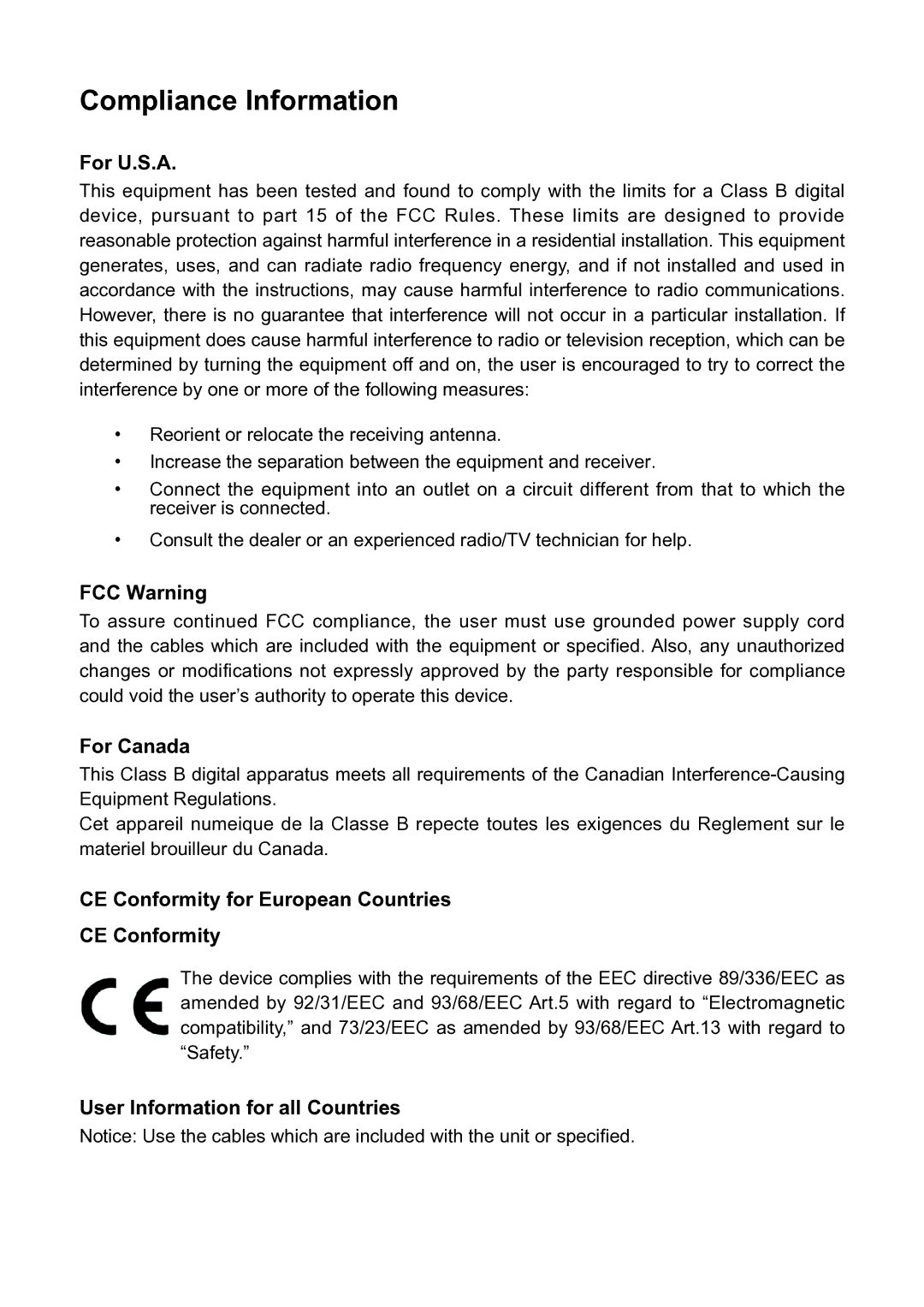 ViewSonic E70f+ manual Compliance Information 