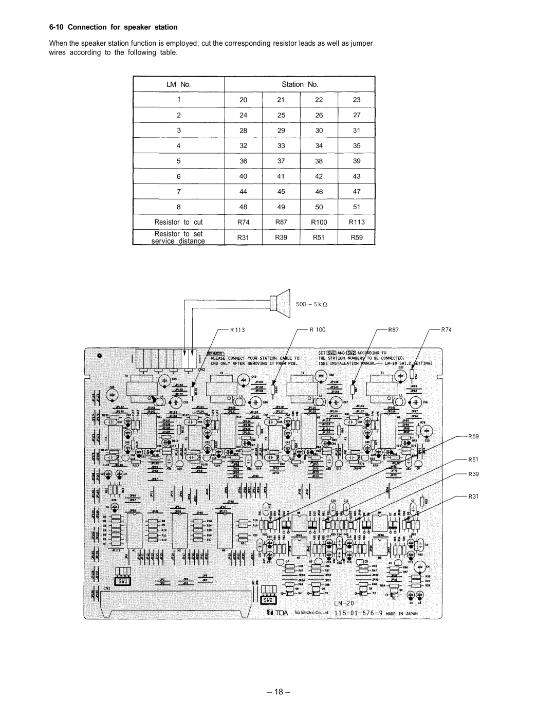 ViewSonic EXES-2000 manual Connection for speaker station, Service distance 