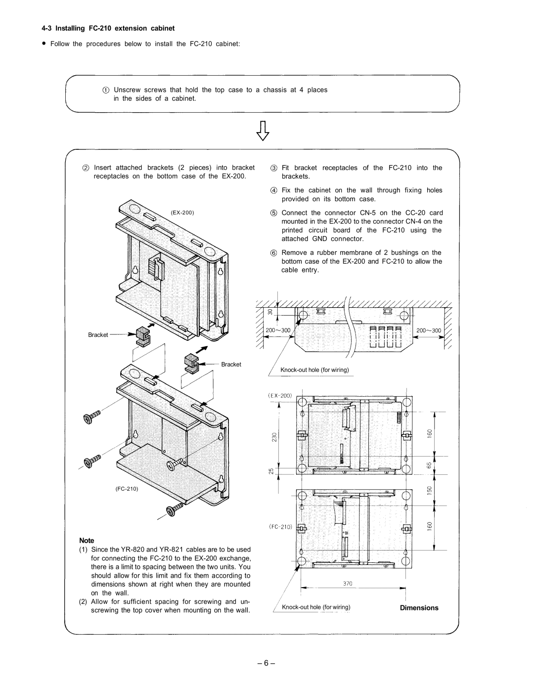 ViewSonic EXES-2000 manual Installing FC-210 extension cabinet 