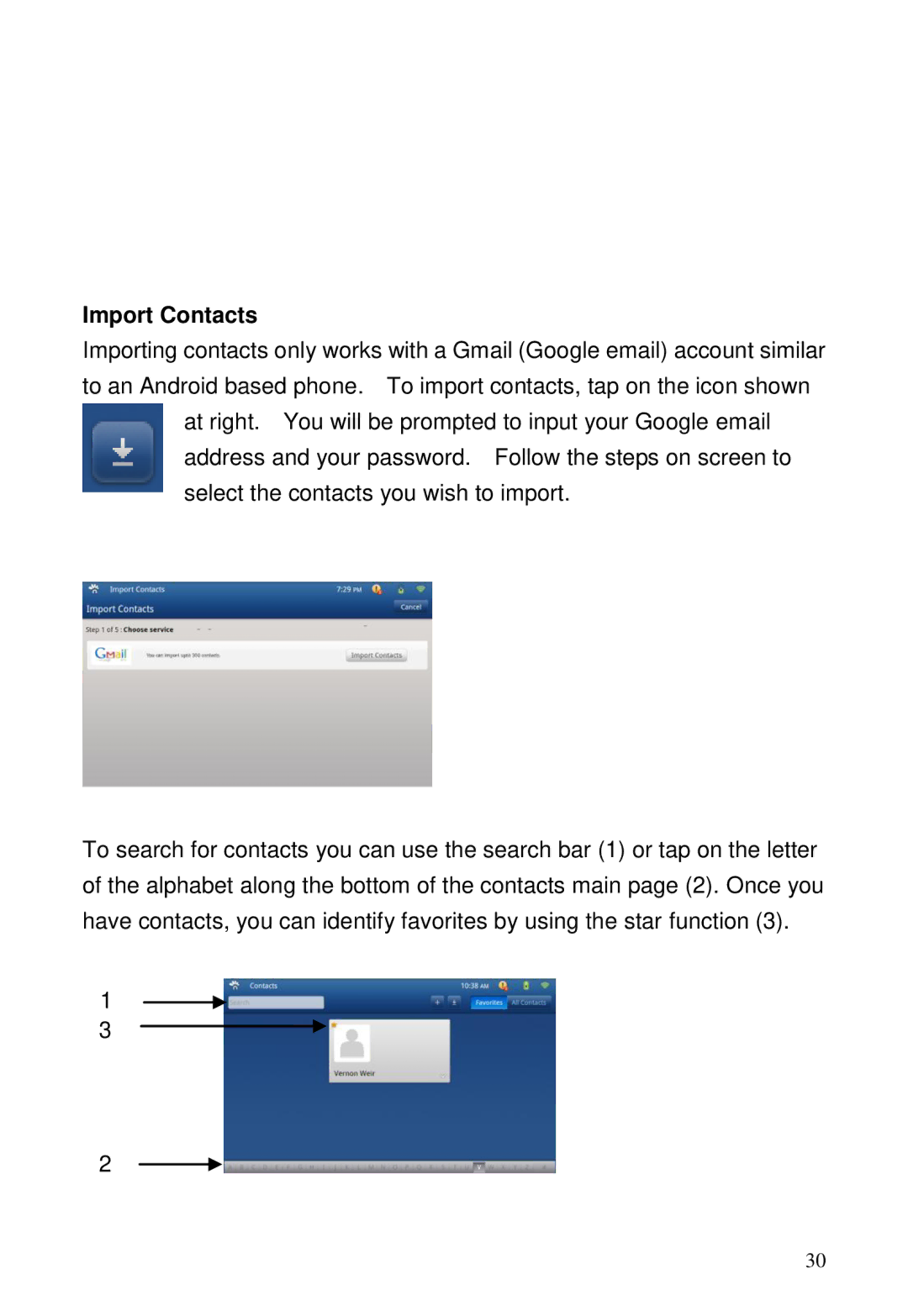 ViewSonic GTUG010411, GTABLET manual Import Contacts 