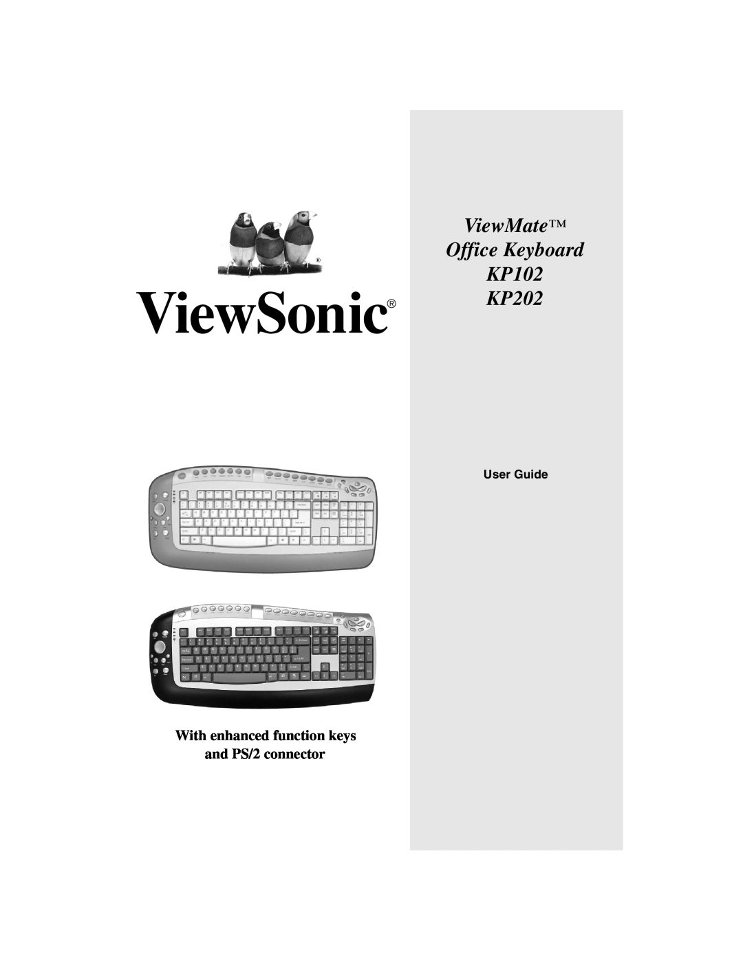 ViewSonic manual With enhanced function keys and PS/2 connector, User Guide, ViewMate Office Keyboard KP102 KP202 