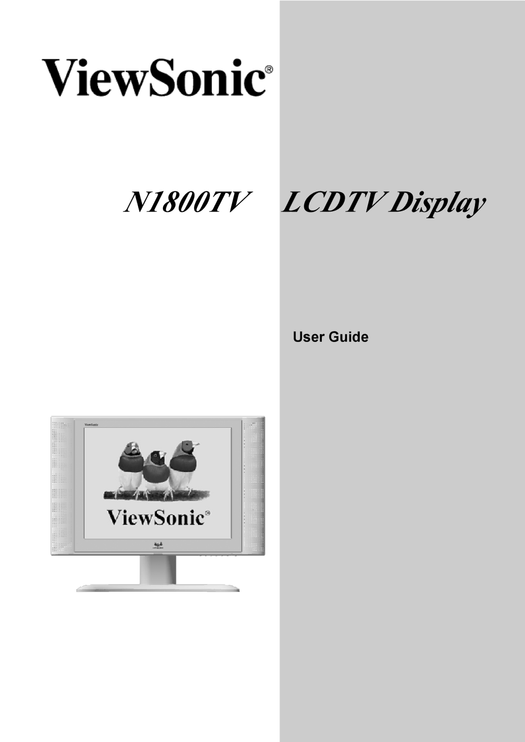 ViewSonic LCDTV manual N1800TV Lcdtv Display 