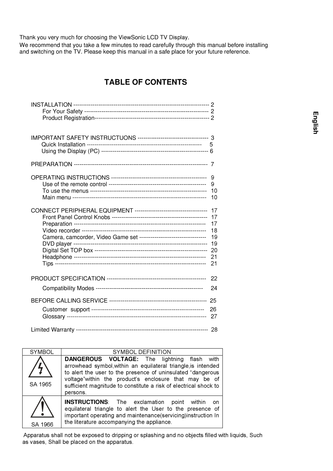 ViewSonic N1750w manual Table of Contents 