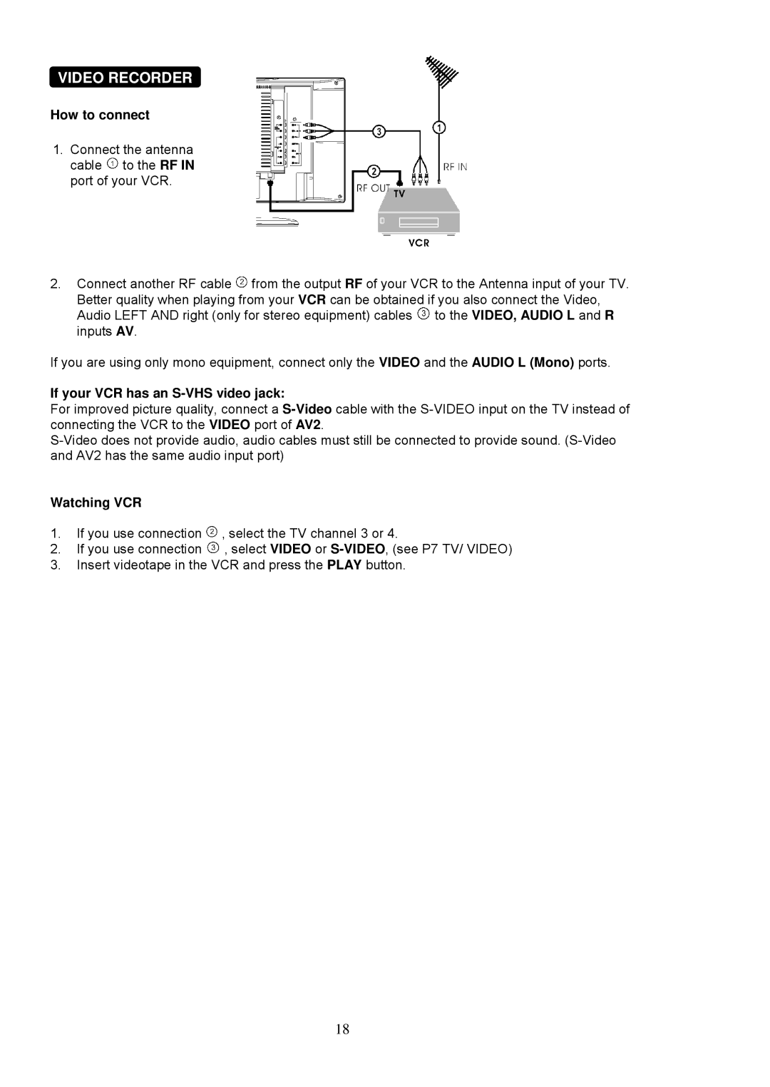 ViewSonic N1750w manual Video Recorder, How to connect, If your VCR has an S-VHS video jack, Watching VCR 