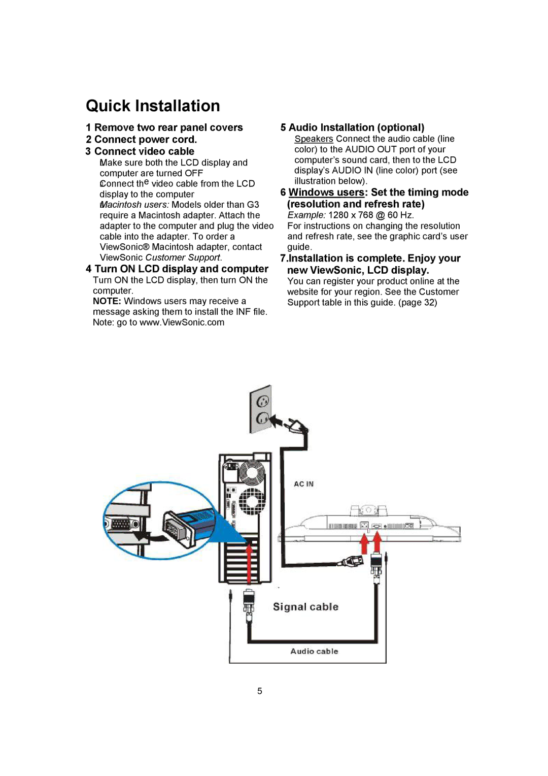 ViewSonic N1750w manual Quick Installation 