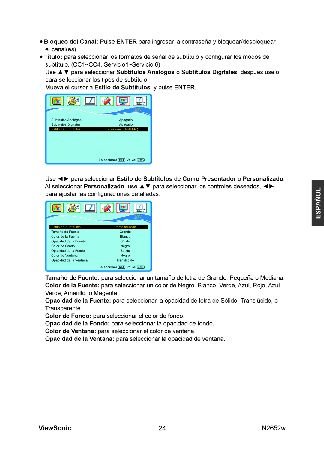 ViewSonic N2652w manual Español 