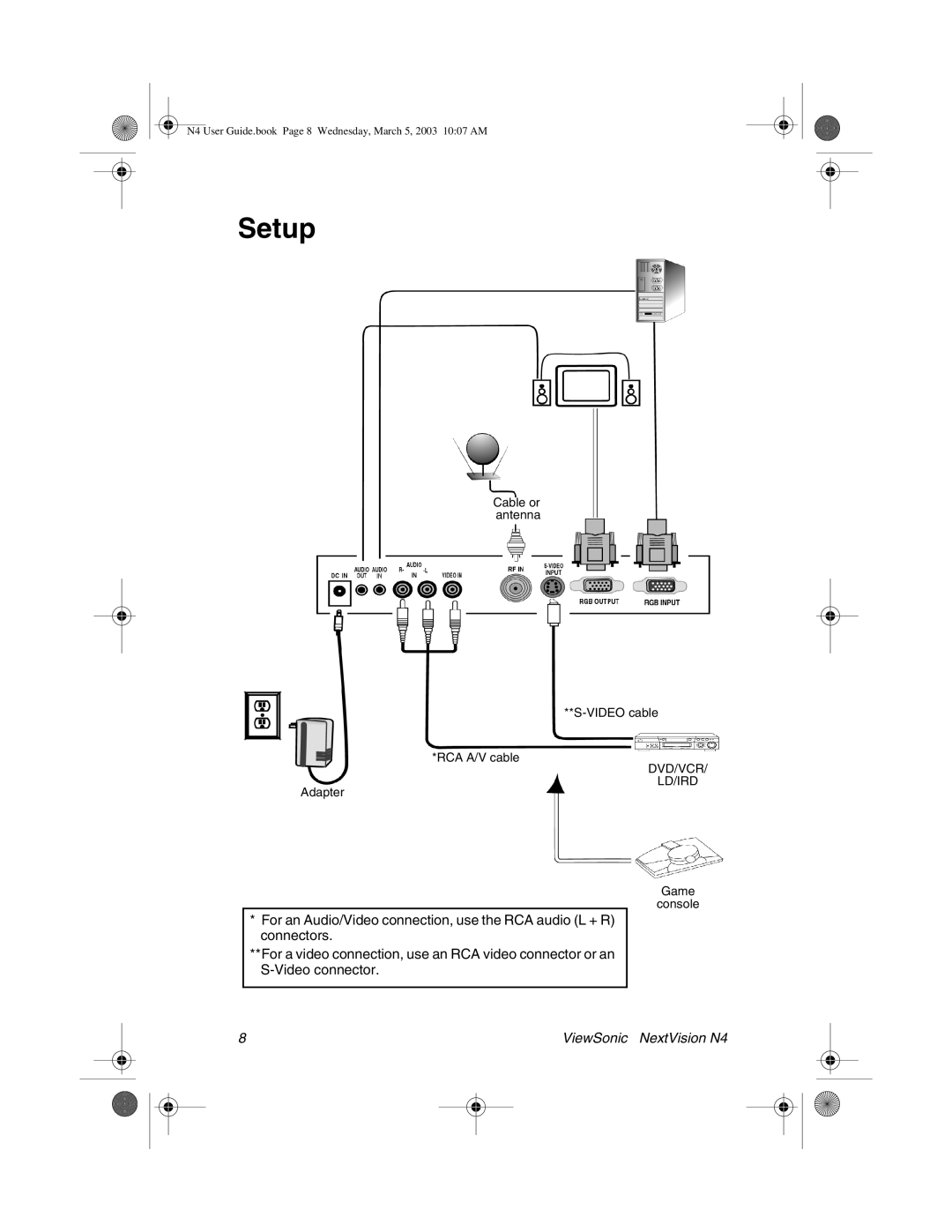 ViewSonic N4 manual Setup 