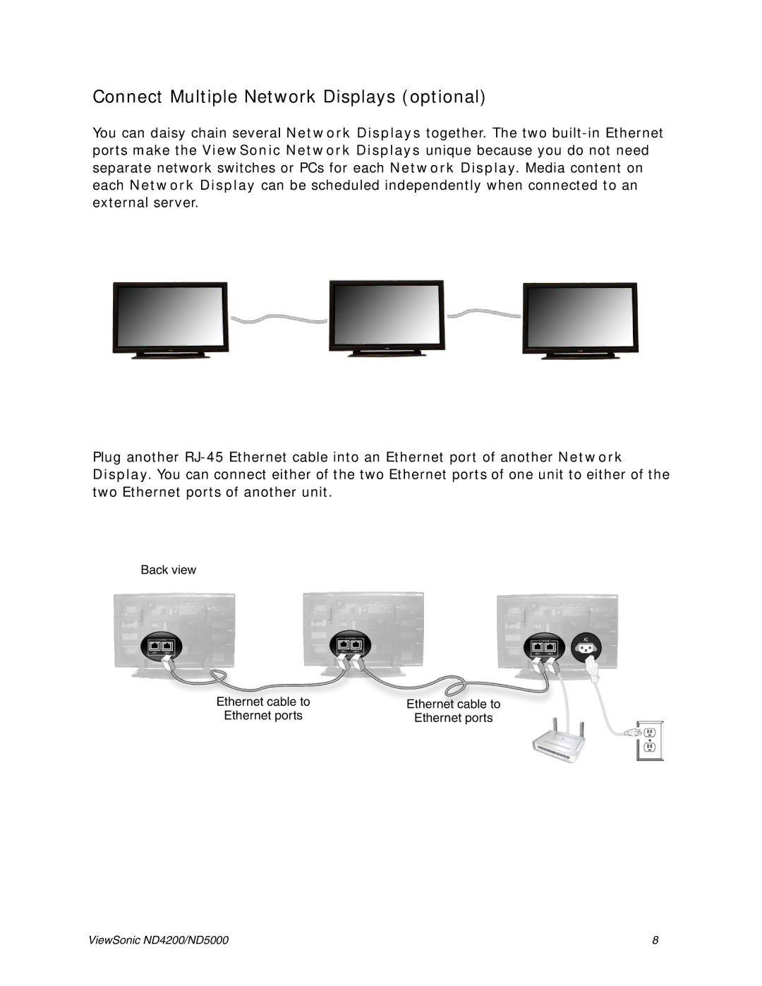 ViewSonic ND4200, ND5000 manual Connect Multiple Network Displays optional 