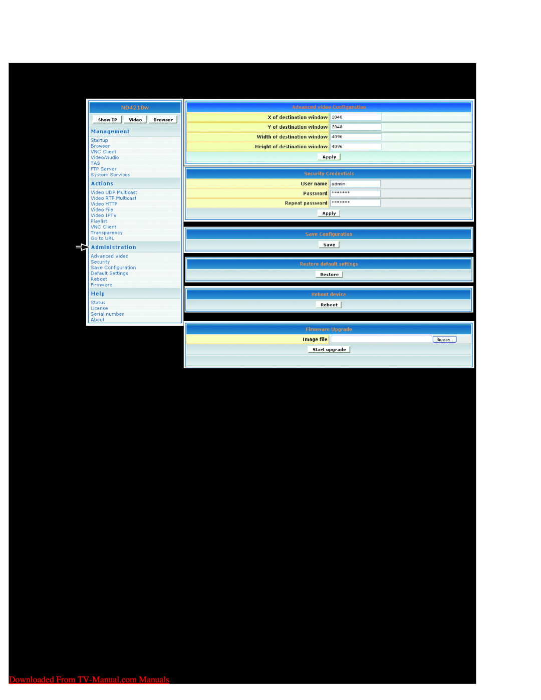 ViewSonic manual Administration, ViewSonic ND4210w 