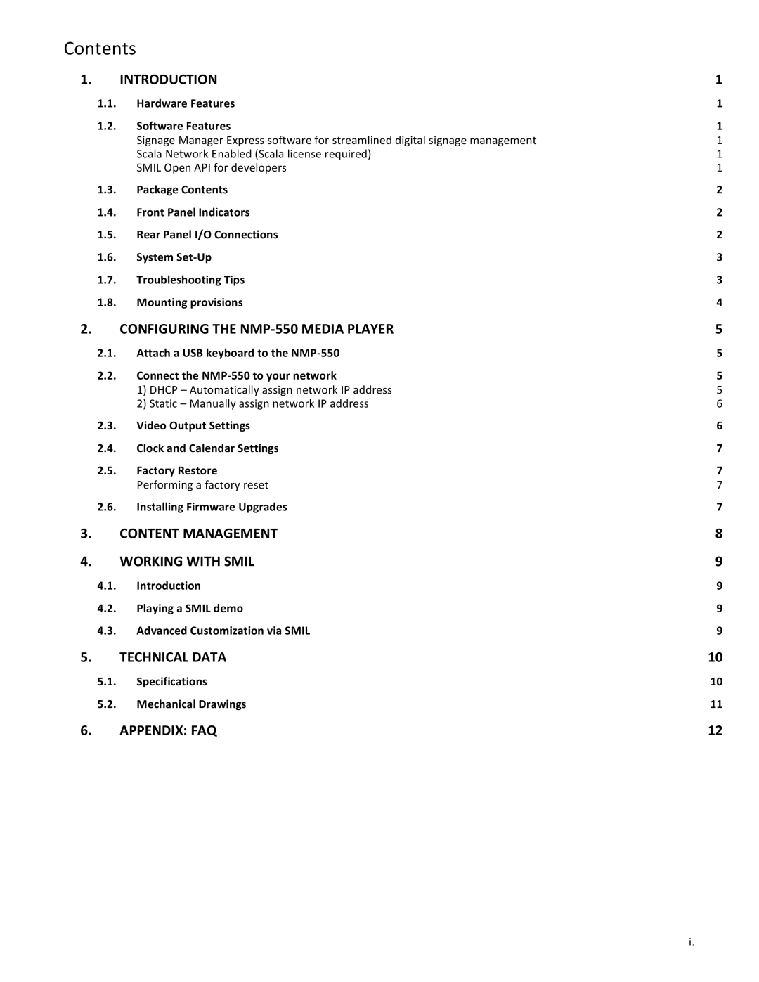 ViewSonic NMP-550 user manual Contents 