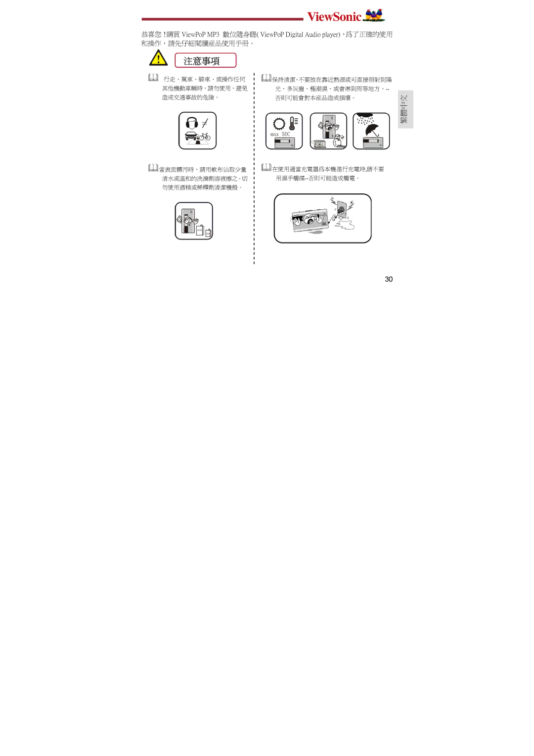 ViewSonic P102, P103, P104 manual 注意事項 