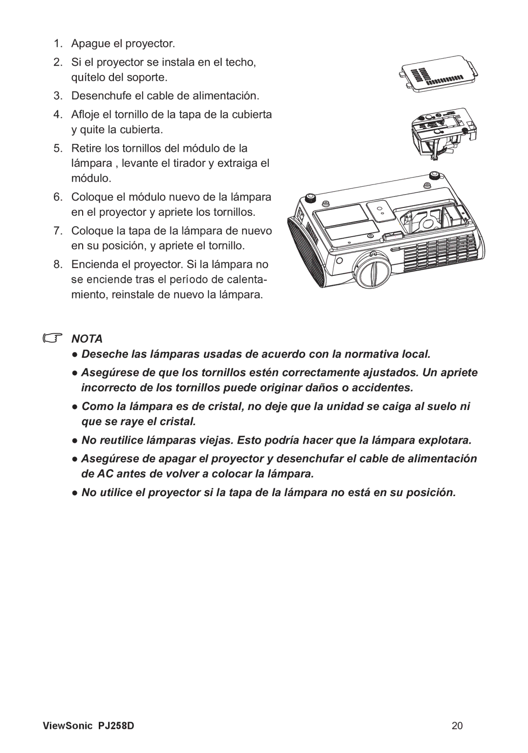 ViewSonic PJ258D manual  $SdjxhHoSur\Hfwru,  HVHQFKXIHHOFDEOHGHDOLPHQWDFLyQ 