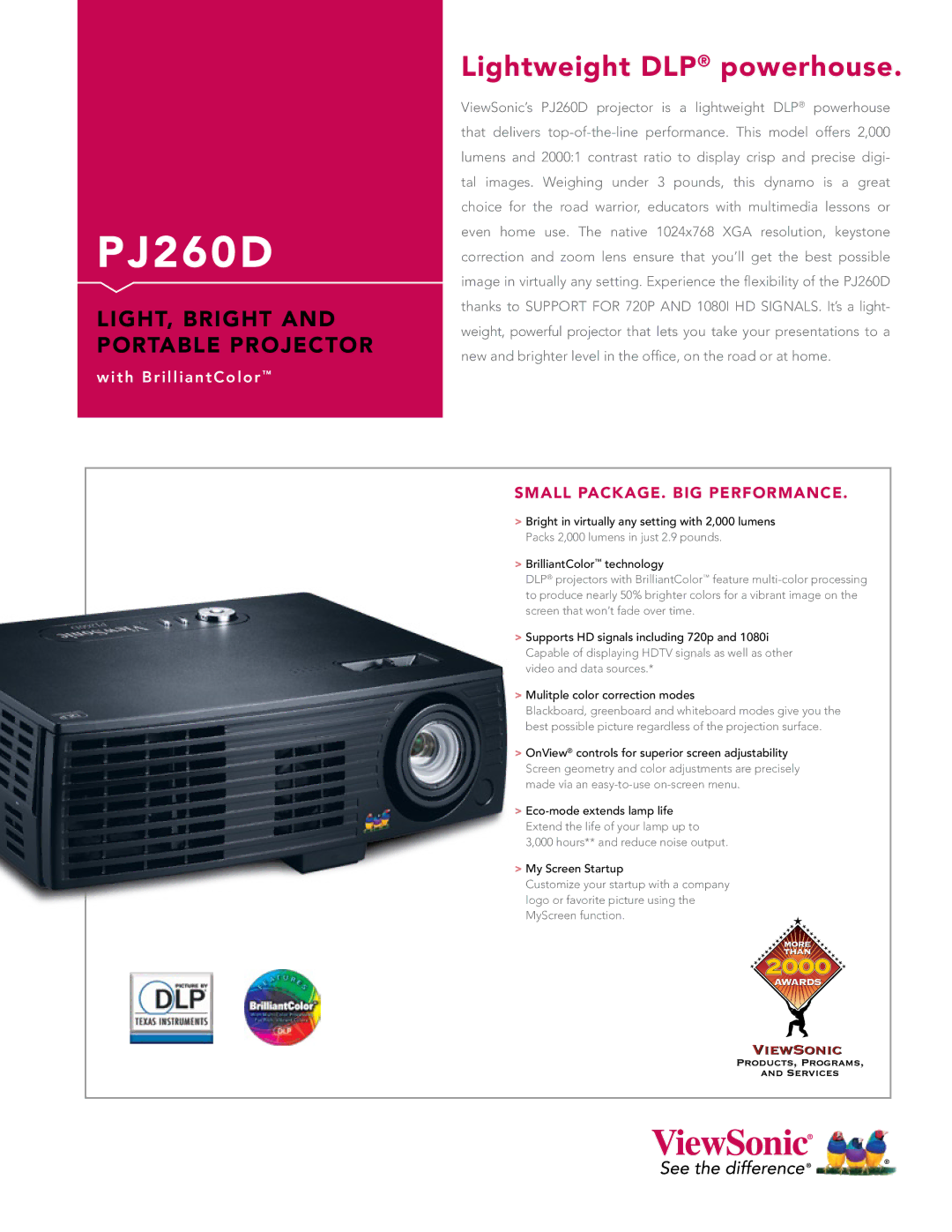 ViewSonic PJ260D manual 