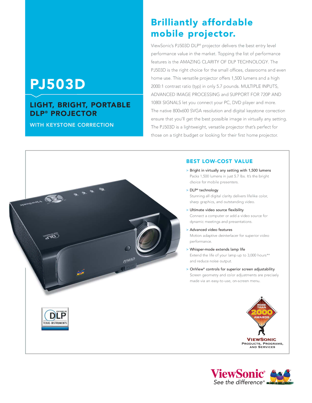 ViewSonic PJ503D manual 