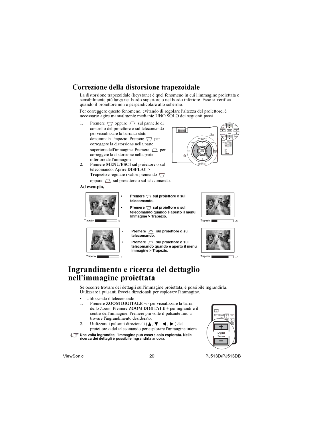 ViewSonic PJ513DB manual Correzione della distorsione trapezoidale, Ad esempio 