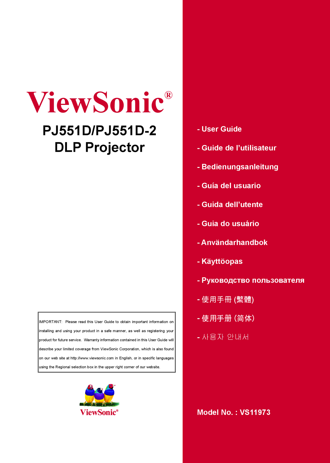 ViewSonic PJ551D-2 warranty ViewSonic 