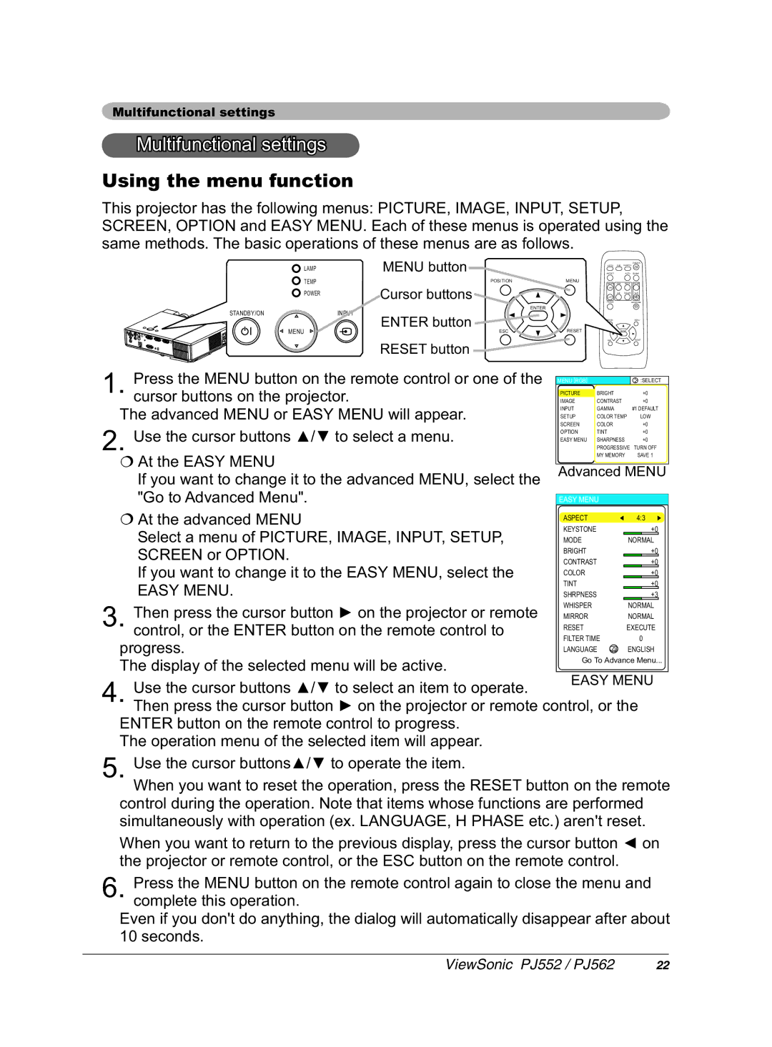 ViewSonic PJ552 manual FxuvruExwwrqvRqWkhSurmhfwru, *RWR$GYDQFHG0HQX, €$WWKHDGYDQFHG018, Surjuhvv 