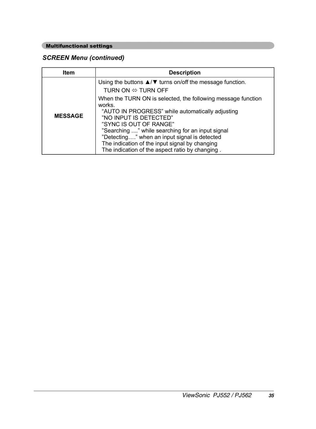 ViewSonic PJ552 manual Zrunv, 066$, ³$872,1352*566´ZKLOHDXWRPDWLFDOO\DGMXVWLQJ 