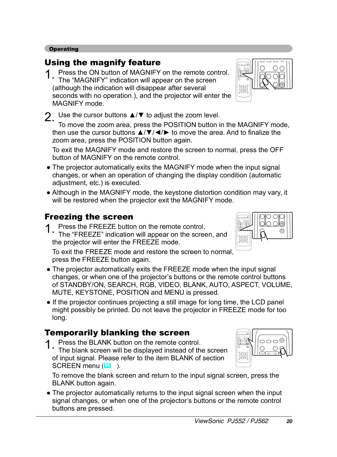 ViewSonic PJ562 manual UhhlqjWkhVfuhhq, 7H SRUDULO\EODQNLQJWKHVFUHHQ, WKHSURMHFWRUZLOOHQWHUWKH5=PRGH 