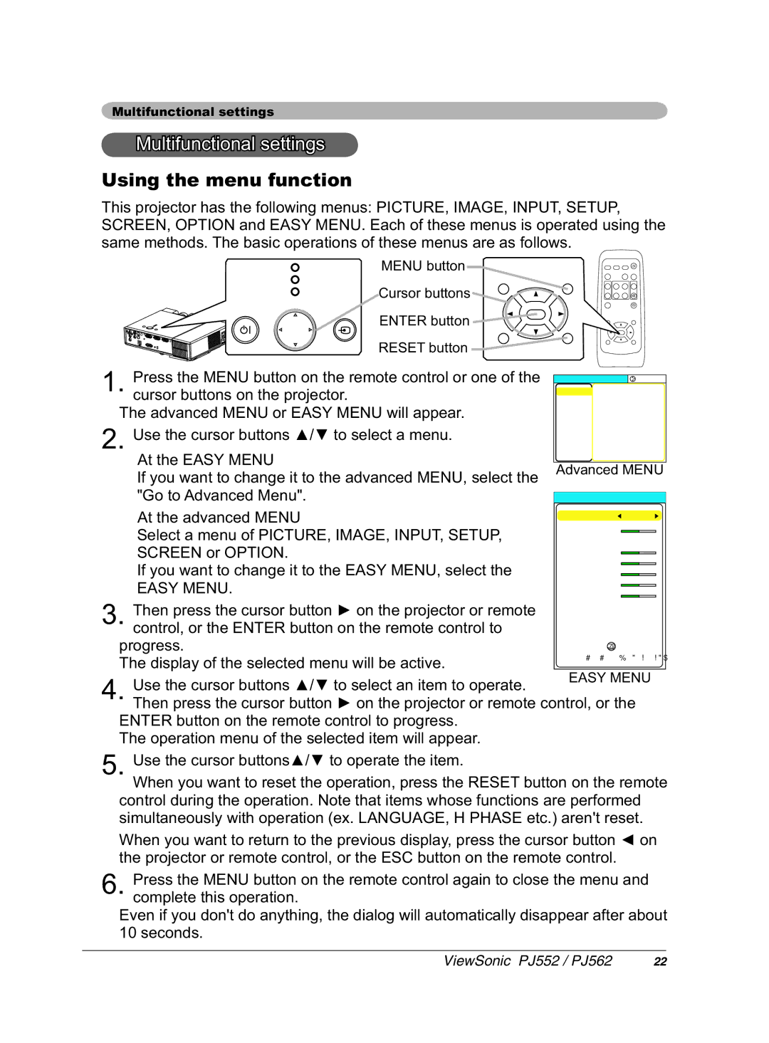 ViewSonic PJ562 manual FxuvruExwwrqvRqWkhSurmhfwru, *RWR$GYDQFHG0HQX, €$WWKHDGYDQFHG018, Surjuhvv 