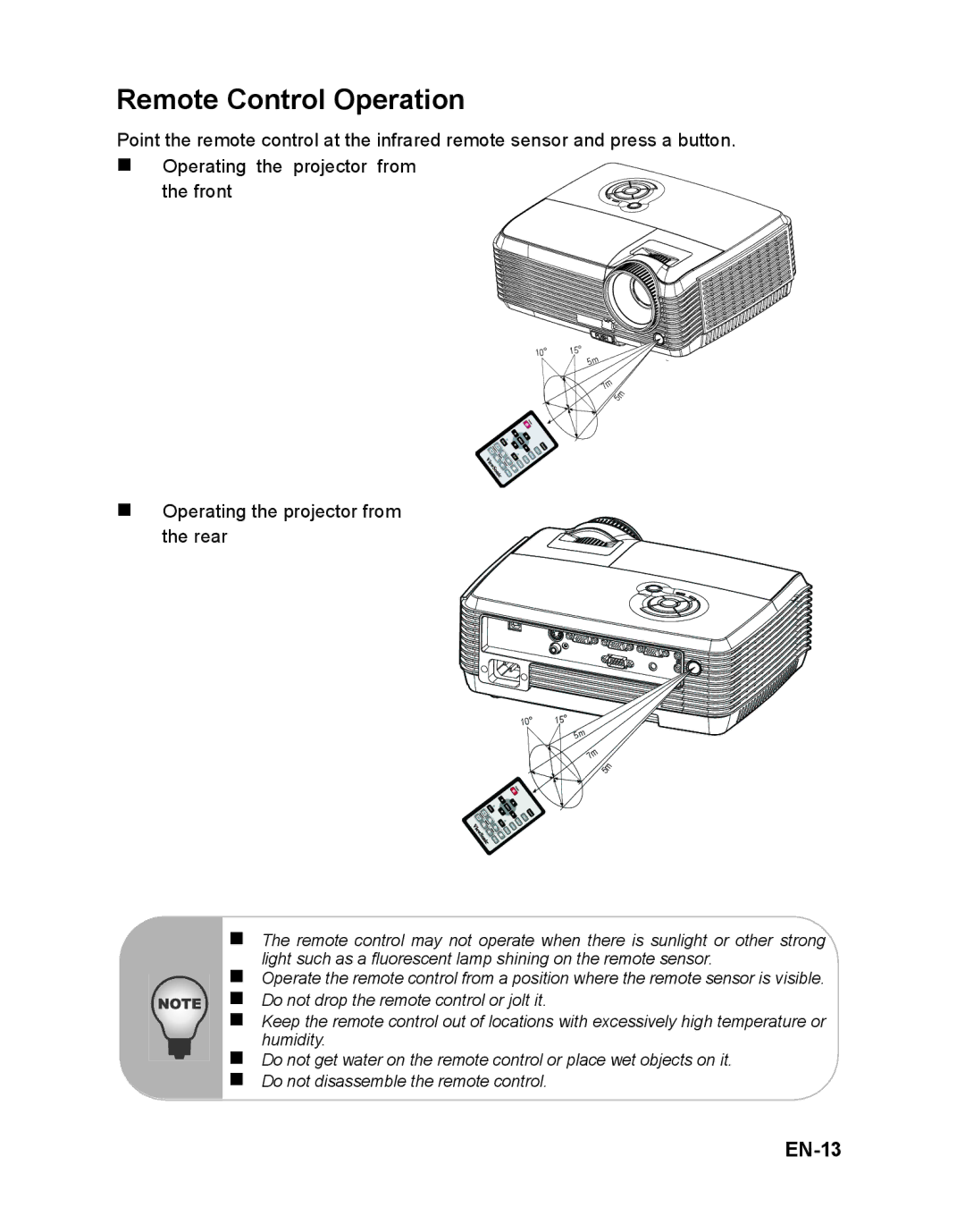 ViewSonic PJD5112 warranty Remote Control Operation, EN-13 