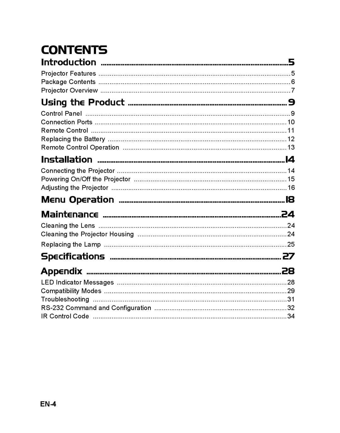 ViewSonic PJD5112 warranty Contents 