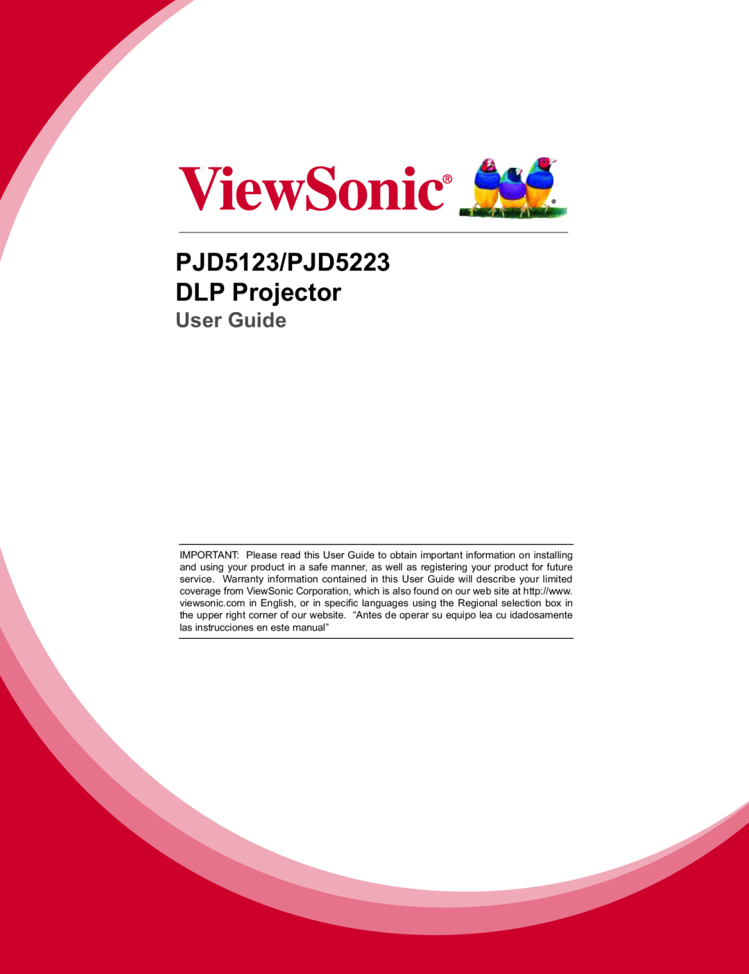 ViewSonic warranty PJD5123/PJD5223 DLP Projector, User Guide 