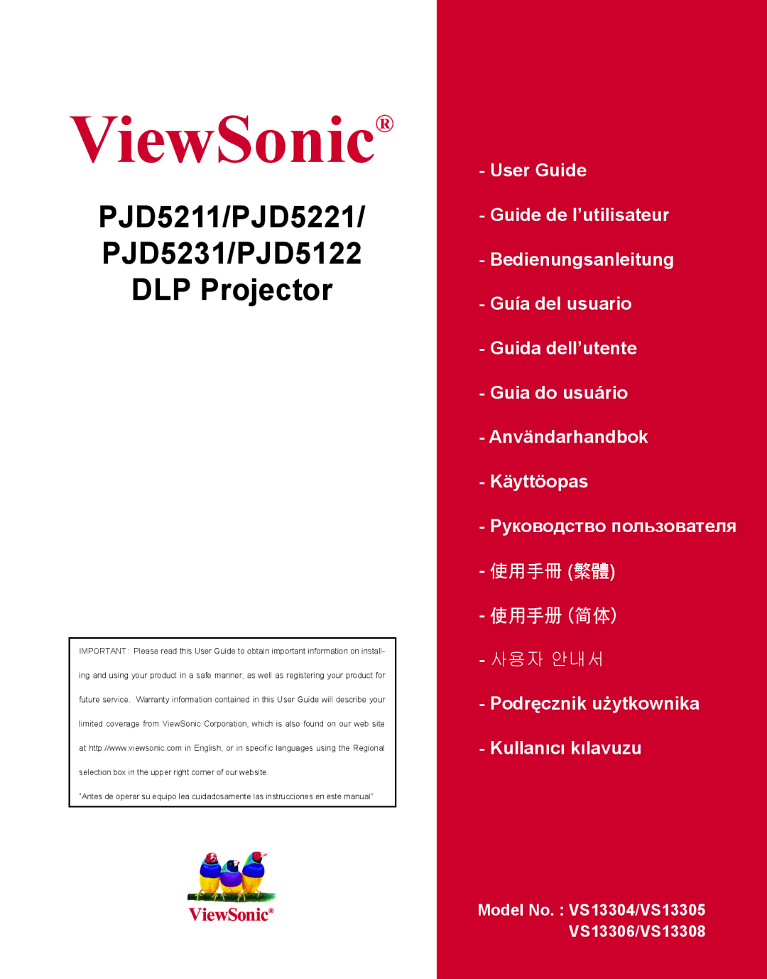 ViewSonic PJD5211, PJD5231, PJD5221, PJD5122, VS13305, VS13306, VS13308, VS13304 warranty ViewSonic 