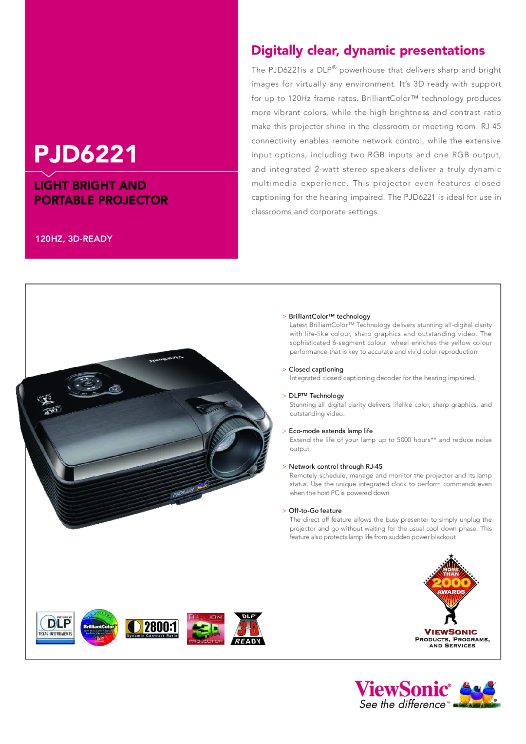 ViewSonic PJD6221 manual 