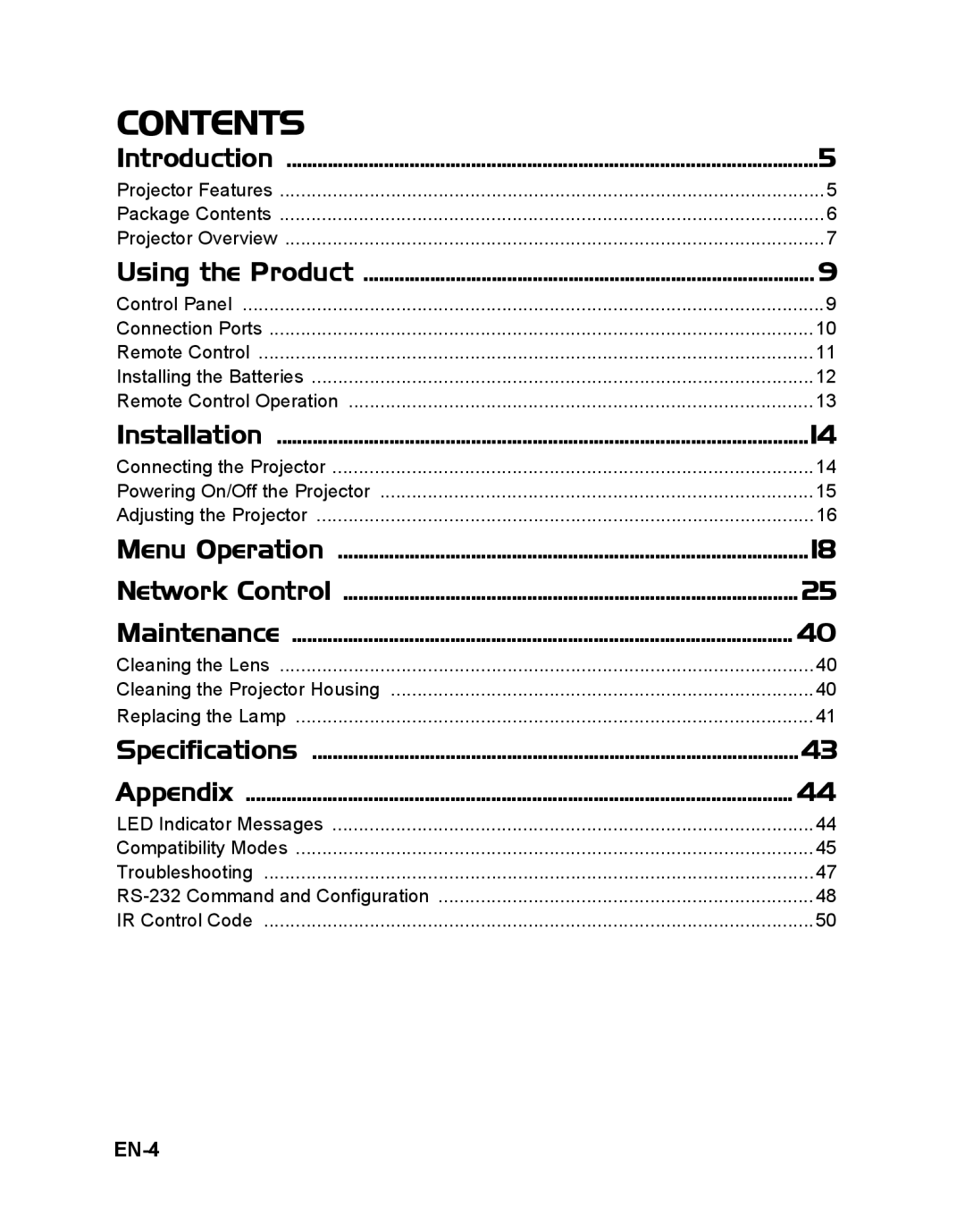 ViewSonic PJD6251 warranty Contents 